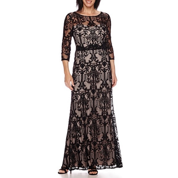 Dresses & Skirts - Black Lace with 3/4 Sleeve Gown Size 16